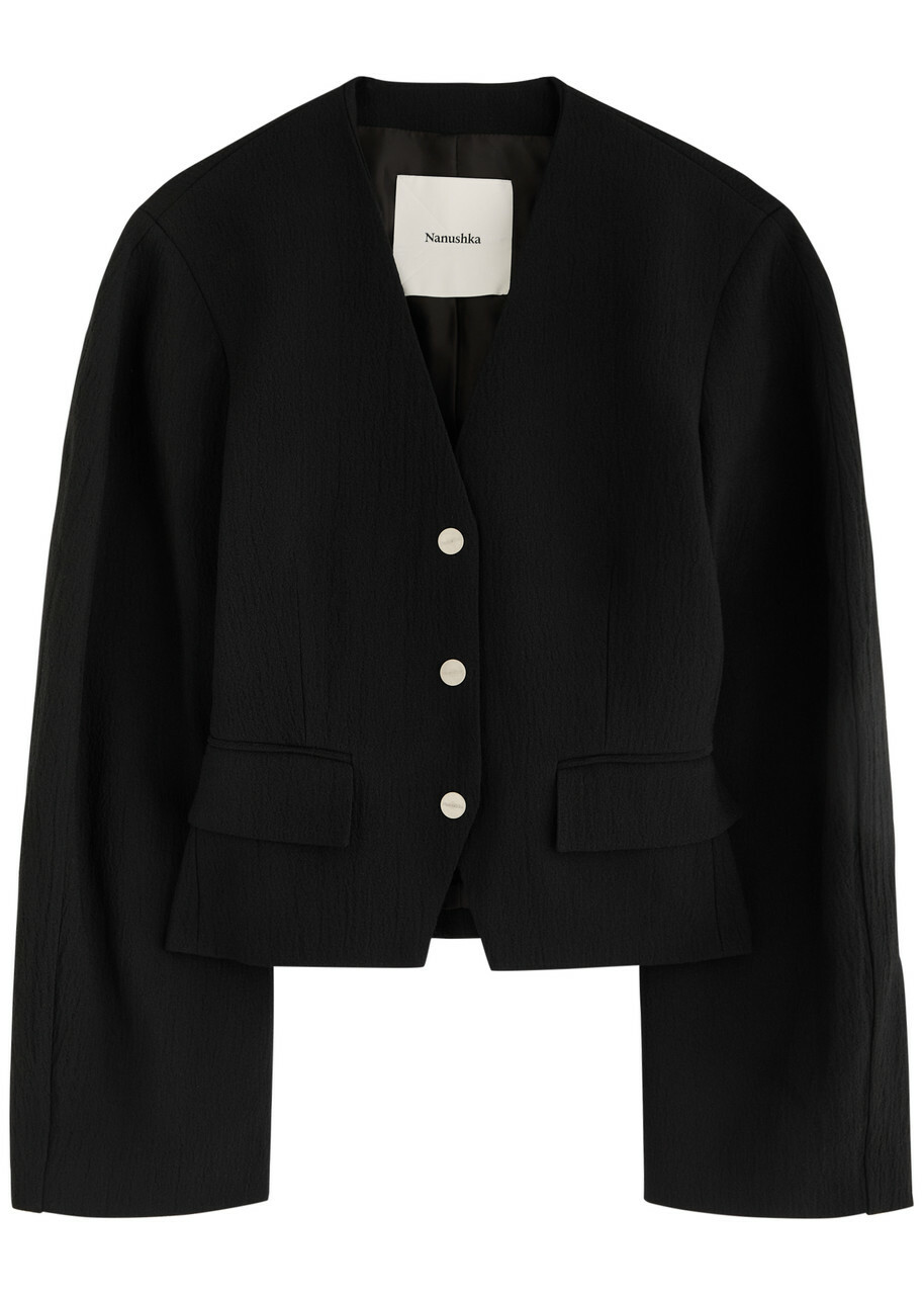 Nanushka Kiyo Seersucker Jacket Black