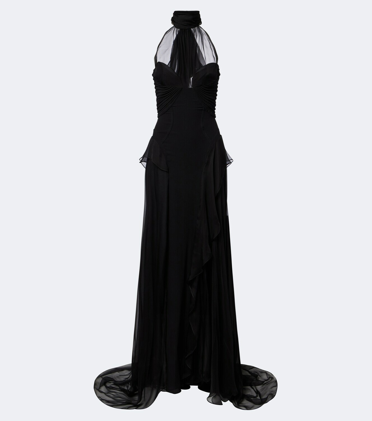 McQueen Halterneck silk georgette bustier gown