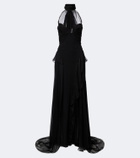 McQueen Halterneck silk georgette bustier gown