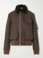 Sacai - Melton Plush-Trimmed Wool Blouson Jacket - Brown