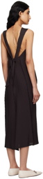 ISSEY MIYAKE Black Paper Like Pleats Midi Dress