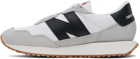 New Balance White & Gray 237 Sneakers