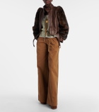 Chloé Cropped shearling-trimmed leather jacket