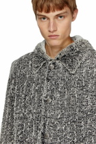Diesel Hooded coat in bouclé denim - Denim Jackets - Unisex - Black