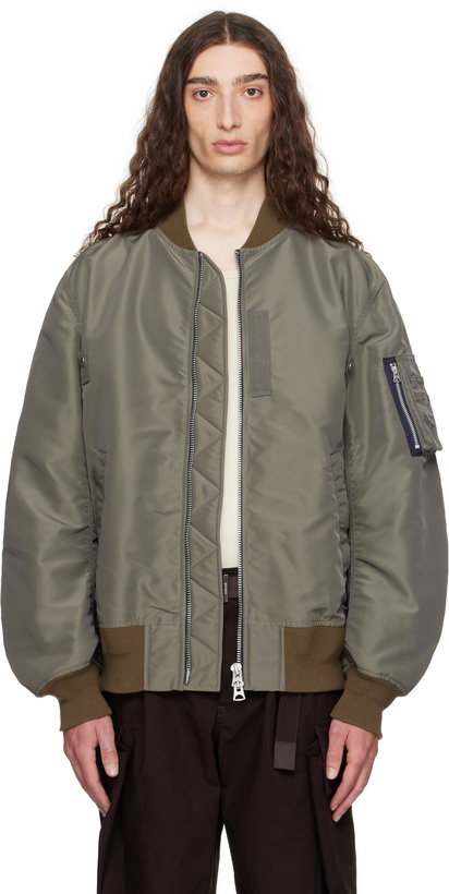 Photo: sacai Taupe Nylon Twill Bomber Jacket