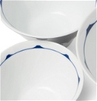 BY JAPAN - Beams Set of Three Printed Ceramic Nesting Bowls - Blue