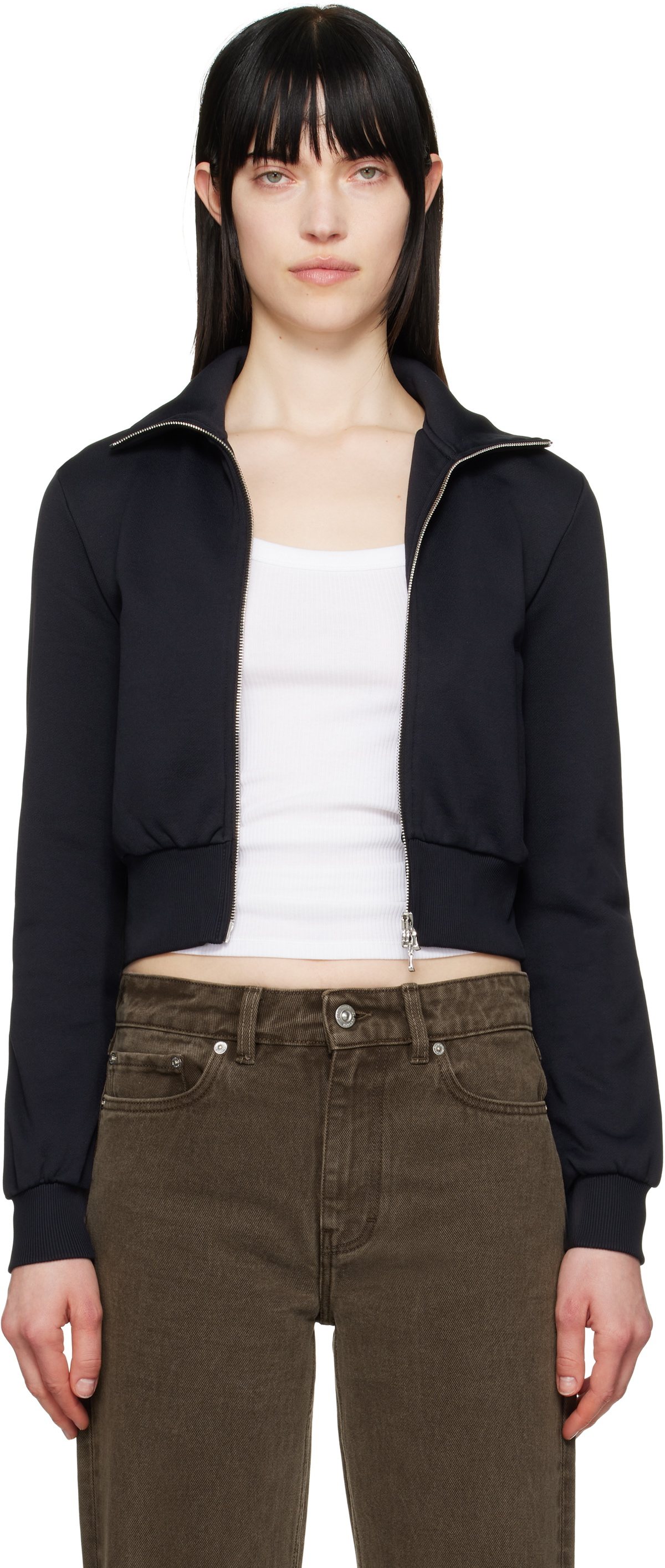 Our Legacy Women's Slim Zip Longsleeve in Beige Hound Check