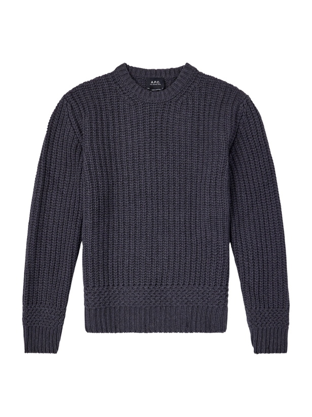 Photo: A.P.C. - Ron Ribbed Wool Sweater - Gray
