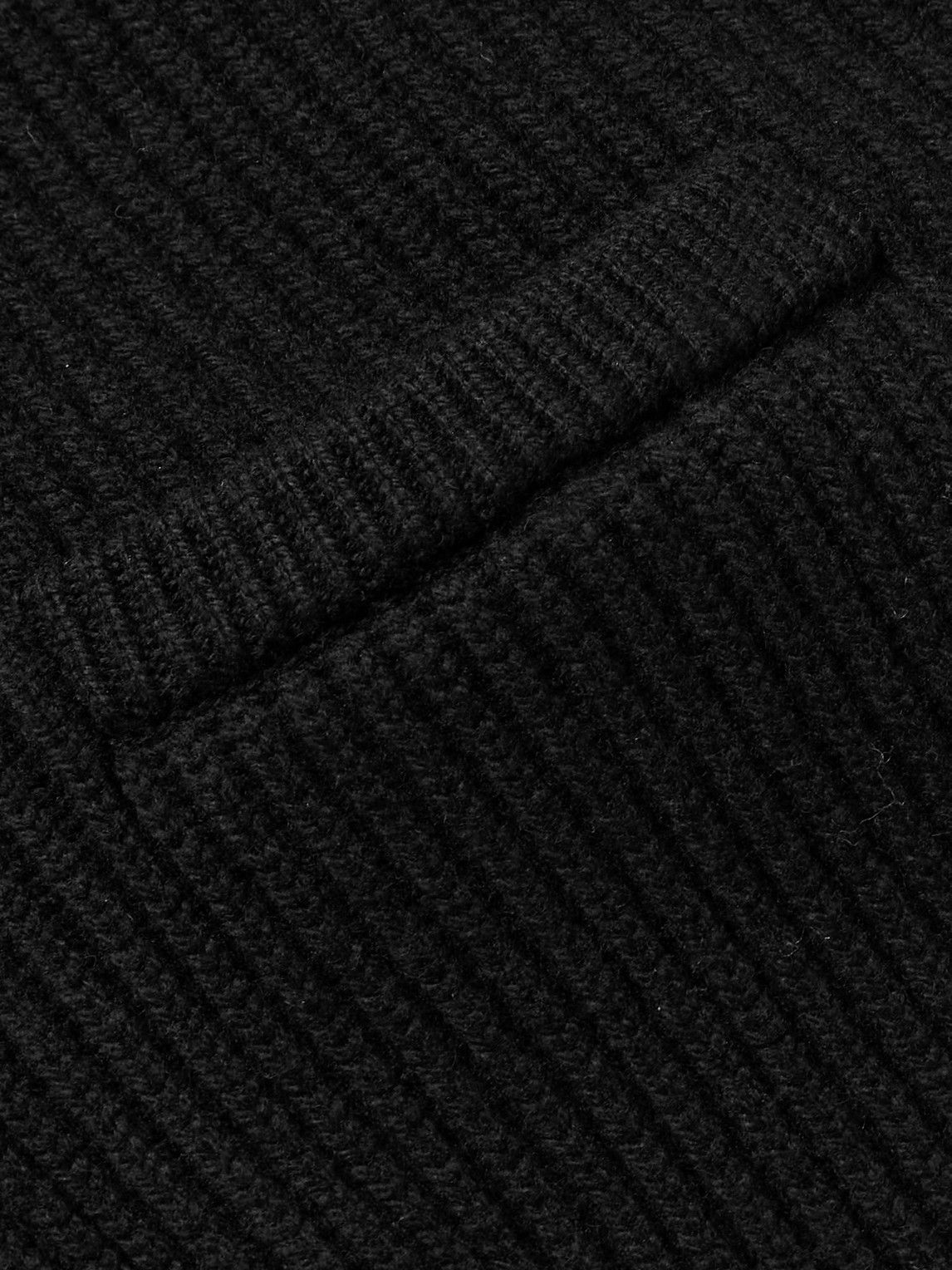 Kingsman - Shawl-Collar Ribbed Wool Cardigan - Black