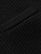 Kingsman - Shawl-Collar Ribbed Wool Cardigan - Black