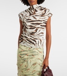 Ganni Zebra-print cotton-blend top