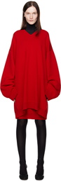 MARIE ADAM-LEENAERDT Red Fitted Back Sweater Minidress