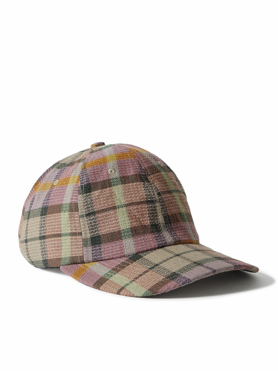 The Elder Statesman - Burnout Checked Wool Baseball Cap