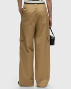 Ganni Herringbone Canvas Mid Waist Pants Brown - Womens - Casual Pants