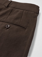 LORO PIANA - Slim-Fit Tapered Pleated Linen Suit Trousers - Brown