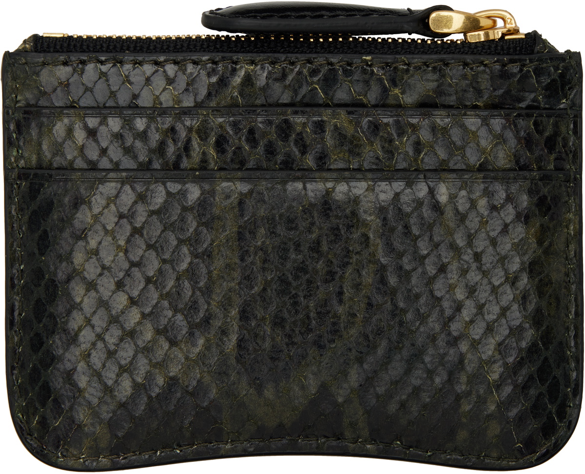 AMI Paris Black & Green Leather Zipped Card Holder
