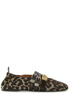 Ganni Leopard-print Suede Ballet Flats