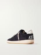 Golden Goose - Ball Star Distressed Leather-Trimmed Suede Sneakers - Black