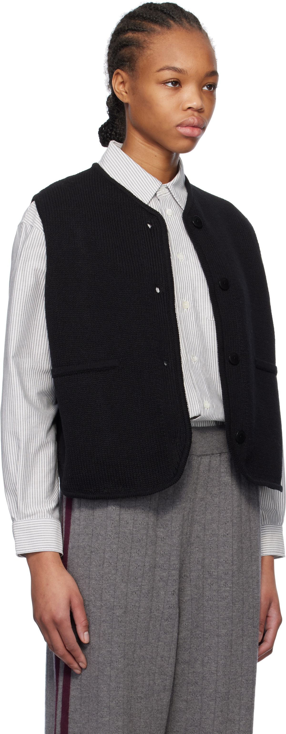Cordera Black Boxy Cotton Vest
