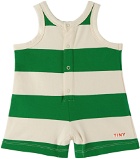 TINYCOTTONS Baby Green & Off-White Stripes Bodysuit