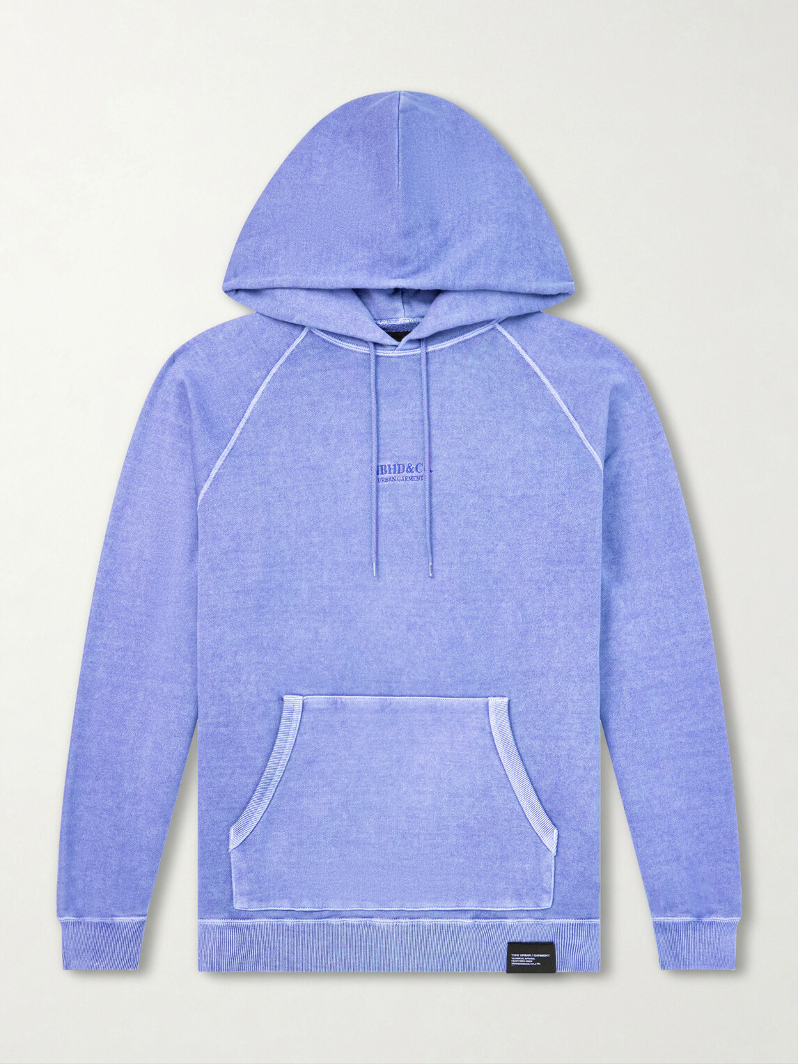 Neighborhood - Logo-Embroidered Pigment-Dyed Cotton-Jersey Hoodie - Blue