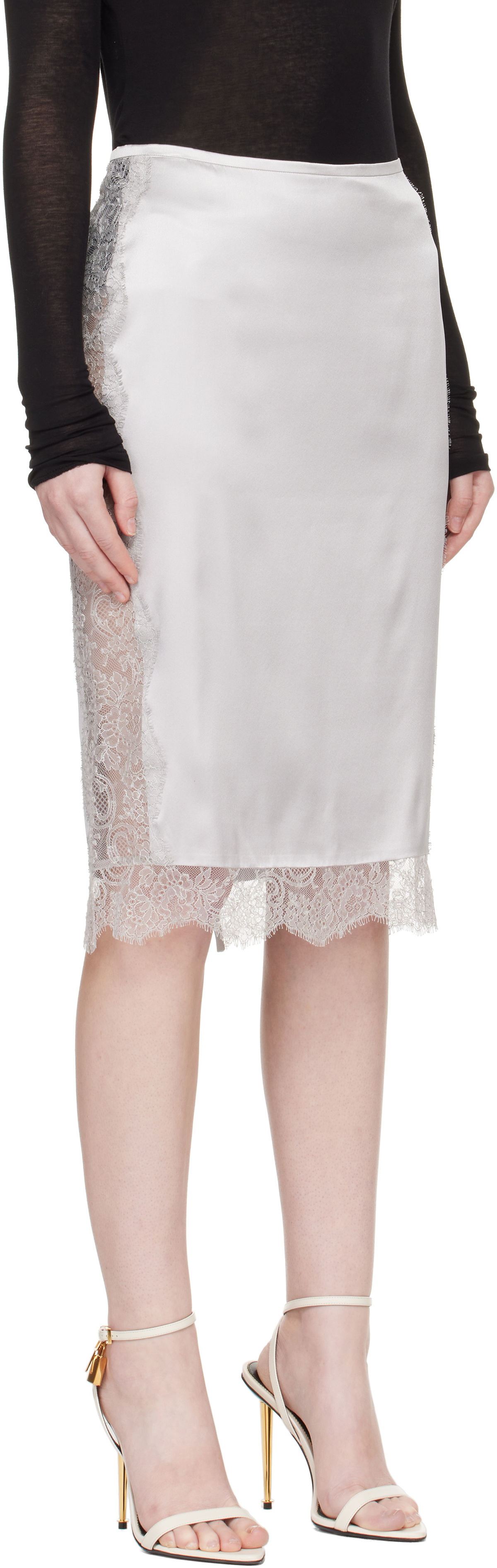 TOM FORD Silver Knee-Length Midi Skirt