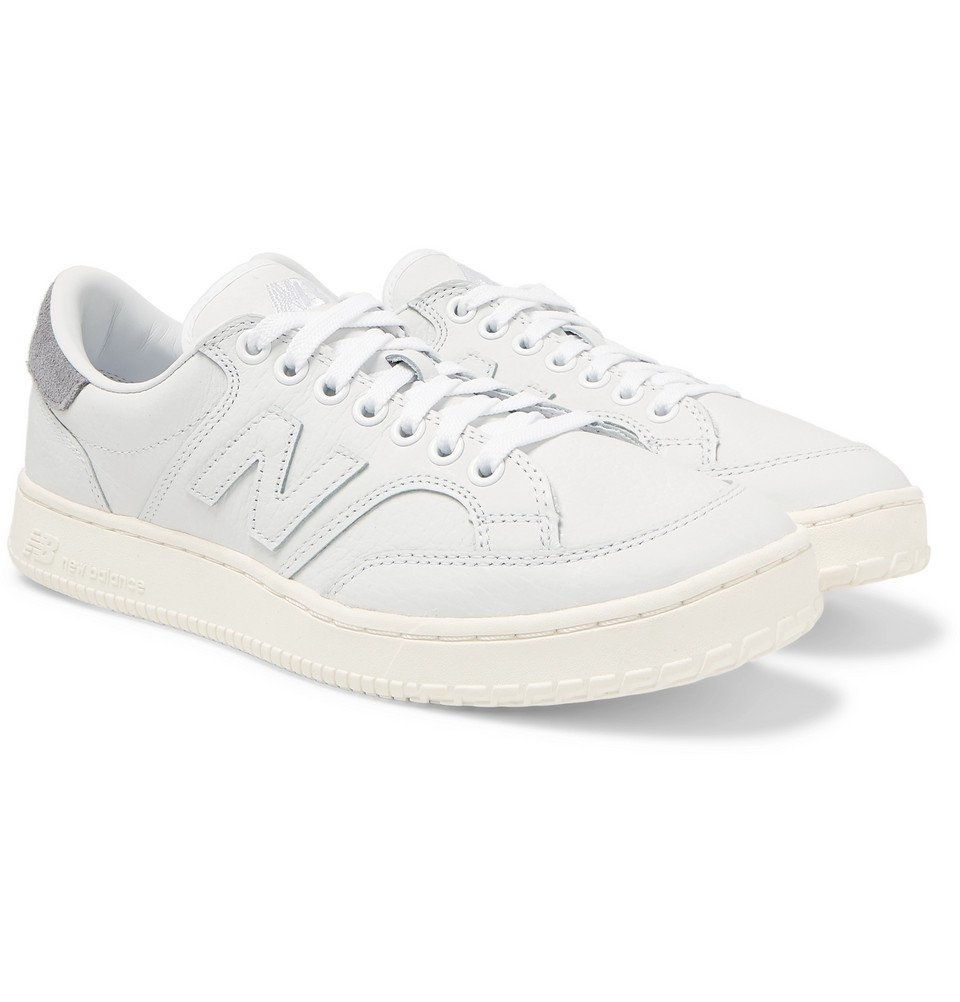 New - Suede-Trimmed Leather Sneakers - White New Balance