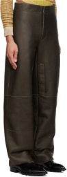 Jacquemus Khaki 'Le Pantalon Pastre' Leather Pants