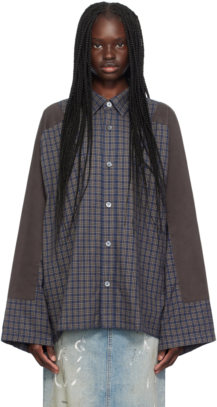 Acne Studios Black & Navy Check Button-Up Shirt