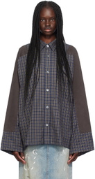 Acne Studios Black & Navy Check Button-Up Shirt