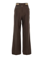Brown Pants With Waist Belt And Metallic Logo Plaque In Cotton Poplin Woman TwinSet