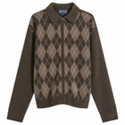 thisisneverthat Men's Argyle Zip Knit Cardigan in Brown