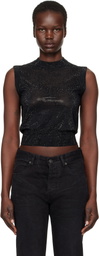 Alexander Wang Black Mock Neck Hotfix Tank Top