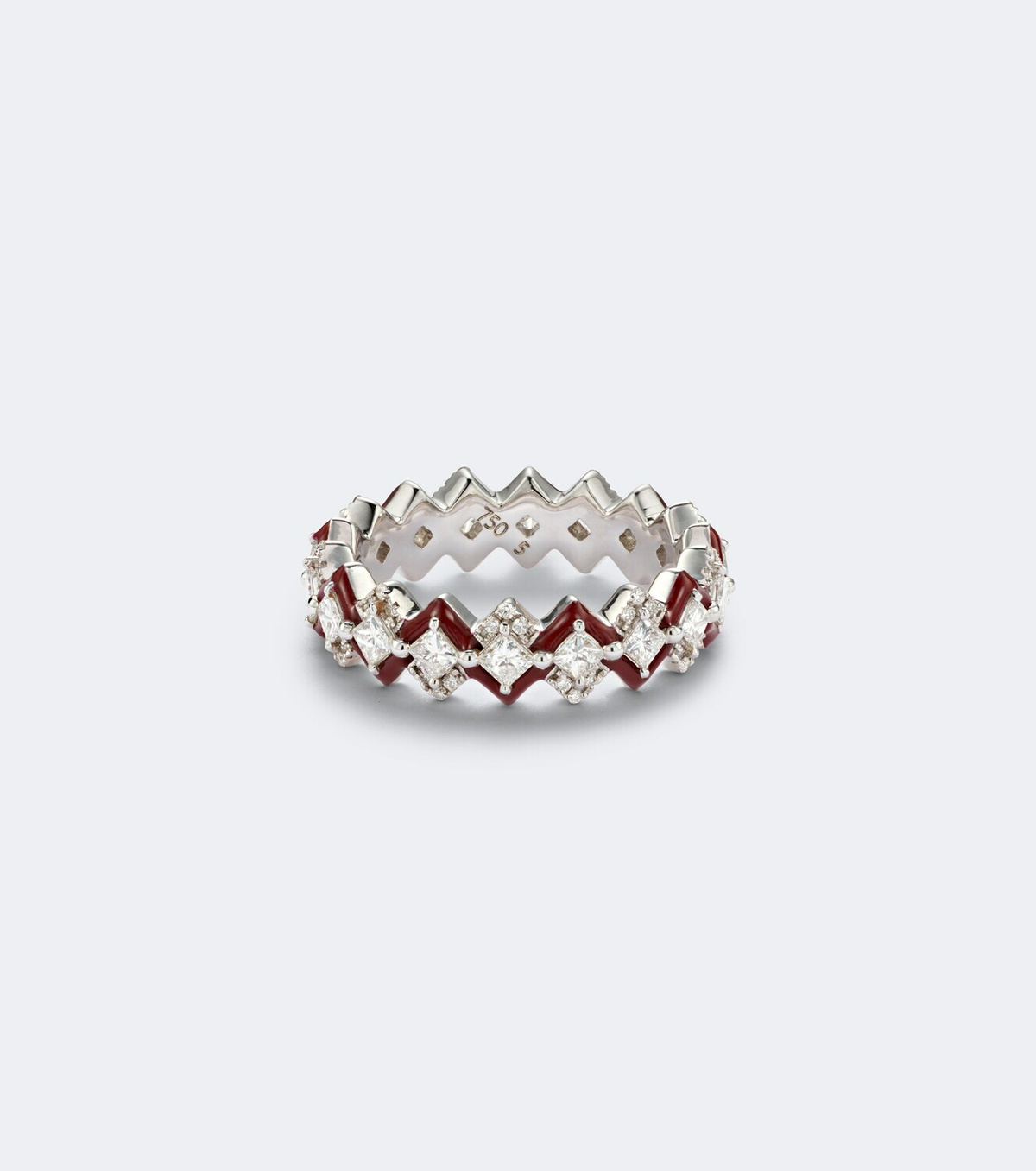 Kamyen Puzzle 18kt white gold and enamel ring with diamonds