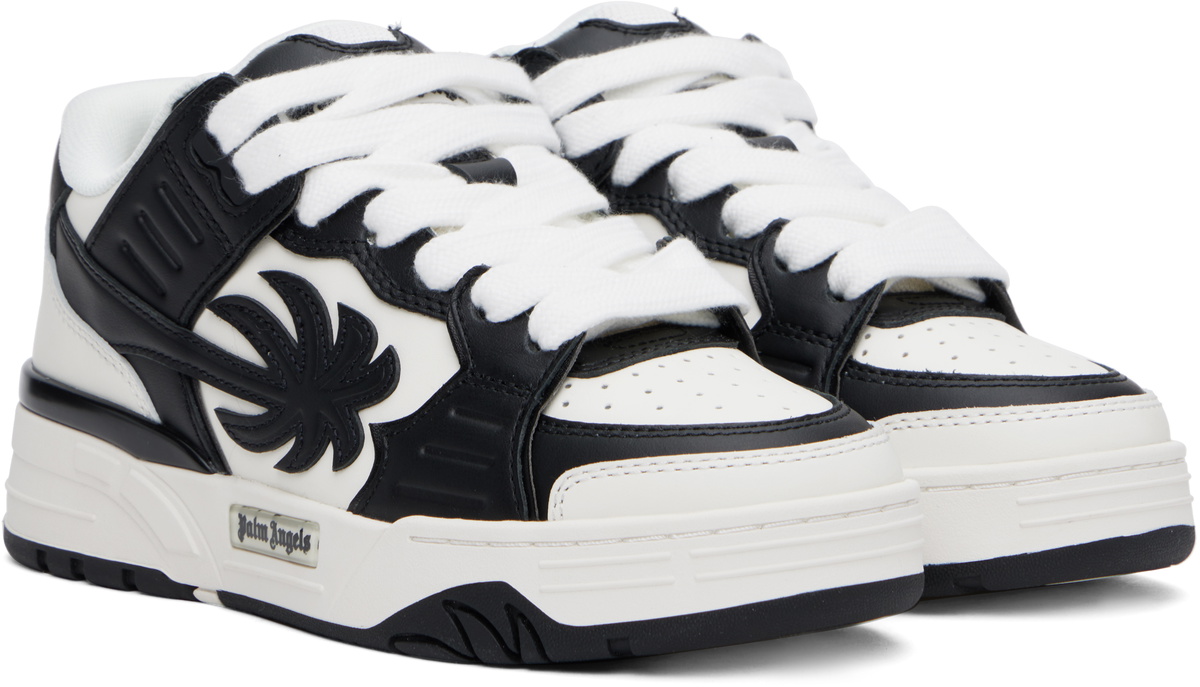 Palm Angels White & Black Venice Leather Sneakers