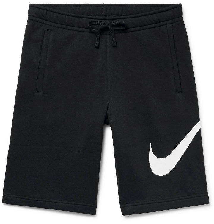 Photo: Nike - Sportswear Club Fleece-Back Cotton-Blend Jersey Drawstring Shorts - Black
