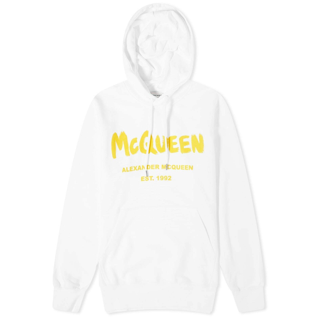 Photo: Alexander McQueen Men's Graffiti Logo Hoodie in White/Yellow
