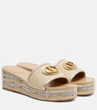 Valentino Garavani VLogo leather-trimmed espadrille slides