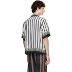 Versace Blue Printed Crêpe De Chine Silk Shirt