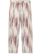 SMR Days - Malibu Straight-Leg Striped Cotton-Voile Jacquard Drawstring Trousers - Neutrals