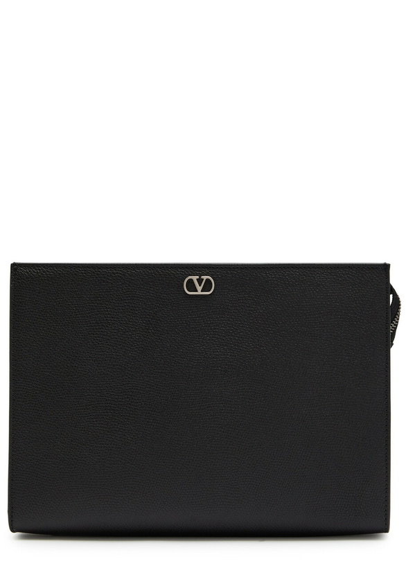 Photo: Valentino Garavani Vlogo Grained Leather Clutch - Black - One Size
