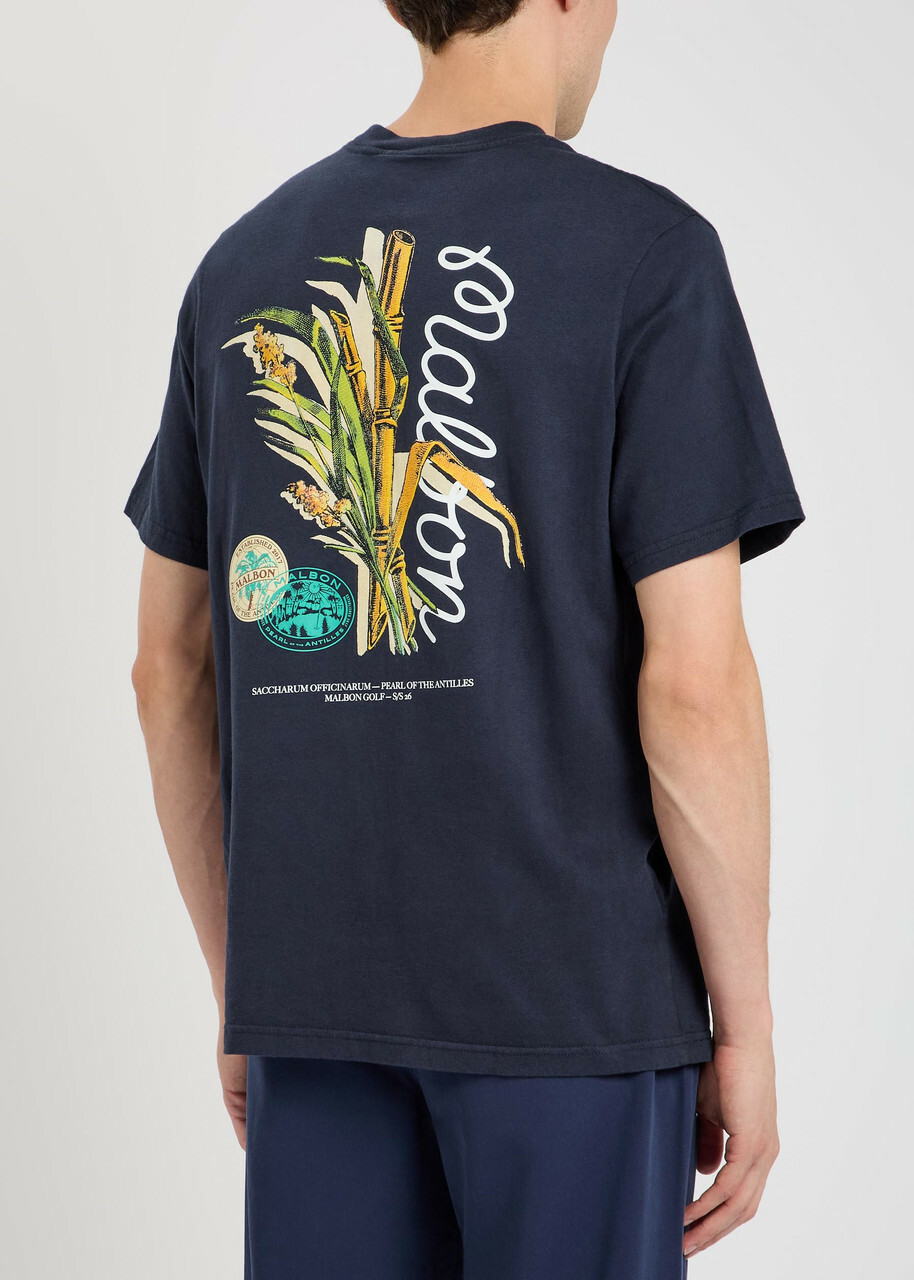 Malbon Origin Printed Cotton T-shirt Navy