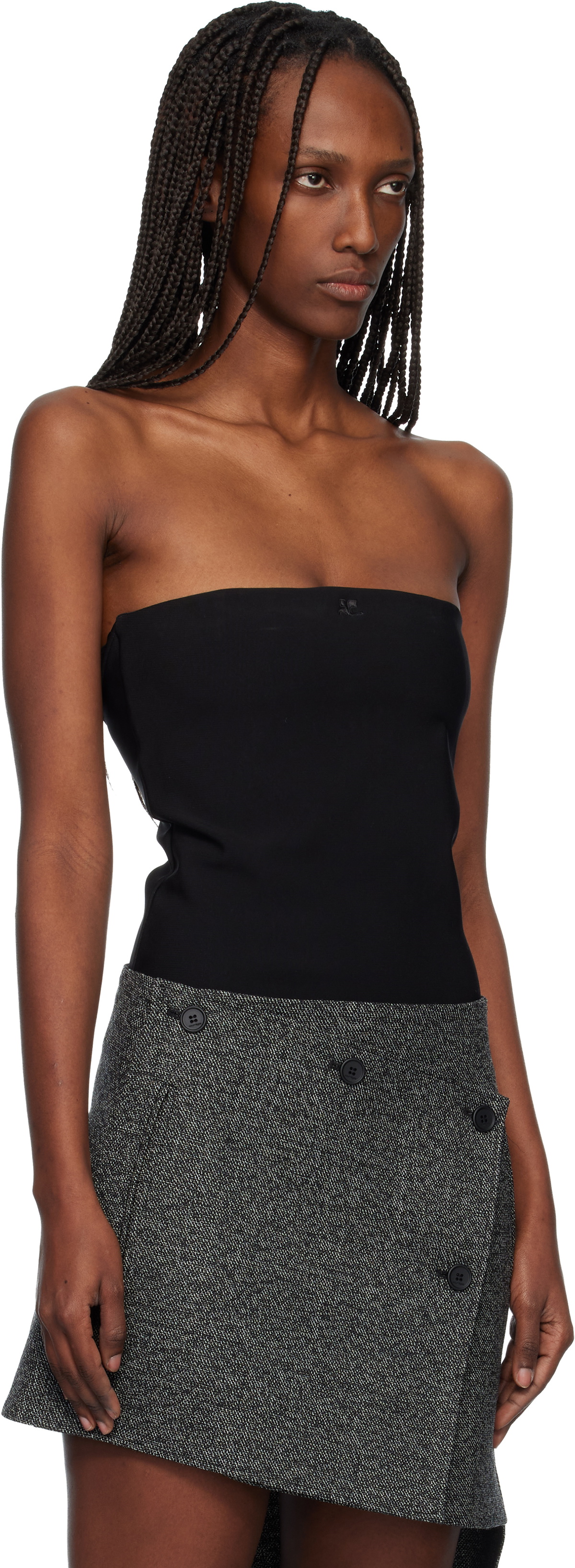 Courrèges Black Bustier Lingerie Jersey Bodysuit