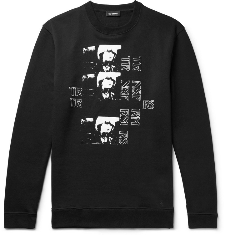 Photo: Raf Simons - Printed Loopback Cotton-Jersey Sweatshirt - Black