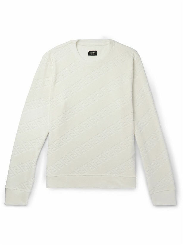 Photo: Fendi - Monogrammed Cotton-Blend Chenille Sweatshirt - White