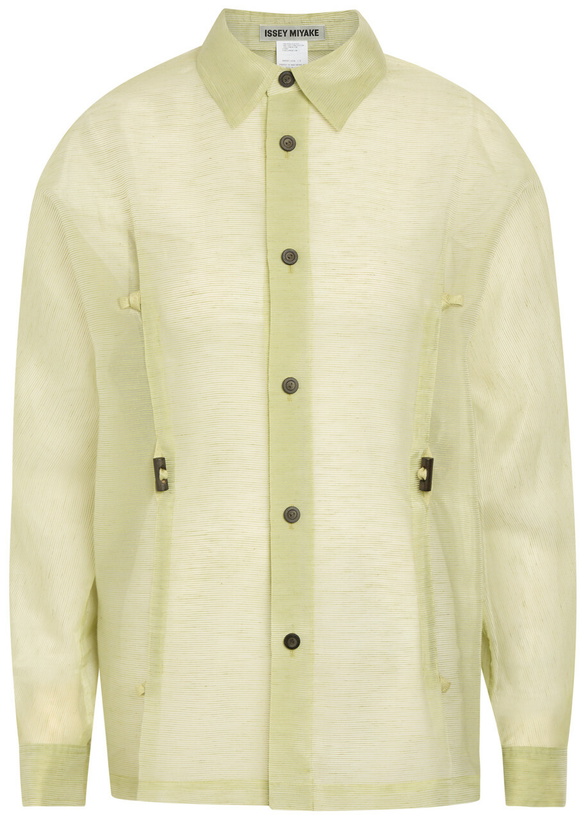 Photo: Issey Miyake Drawstring Organza Shirt Olive