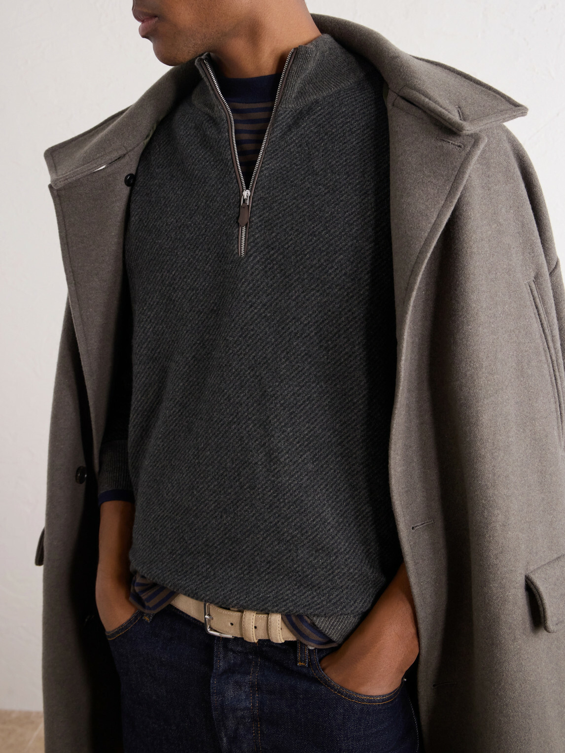 N.PEAL - Temple Cashmere Half-Zip Sweater - Gray