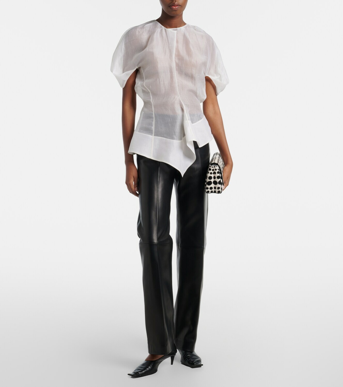 Khaite Rumi sheer peplum silk top
