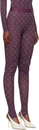 Marine Serre Brown & Purple Recycled Moon Jersey Stirrup Leggings