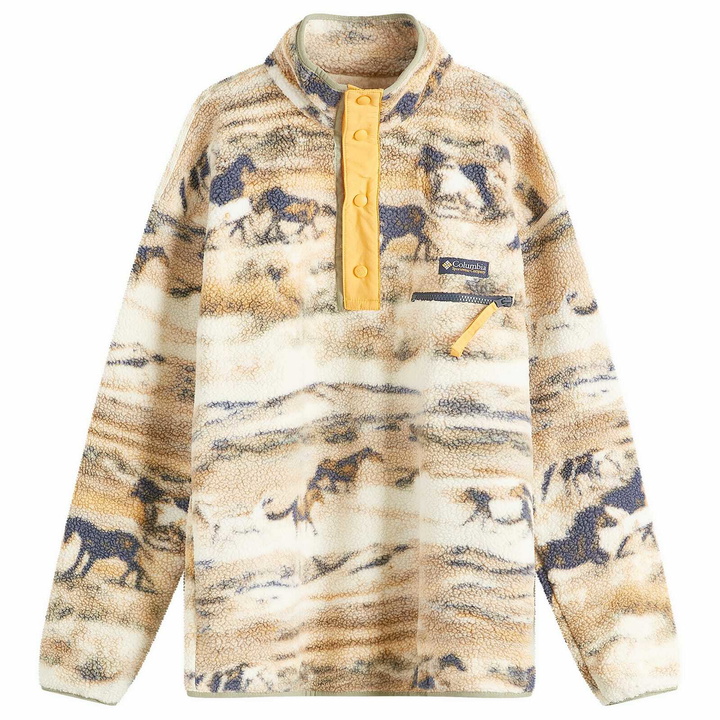 Photo: Columbia Men's Helvetia™ II Printed Half Snap Fleece in Lemon Wash Roam